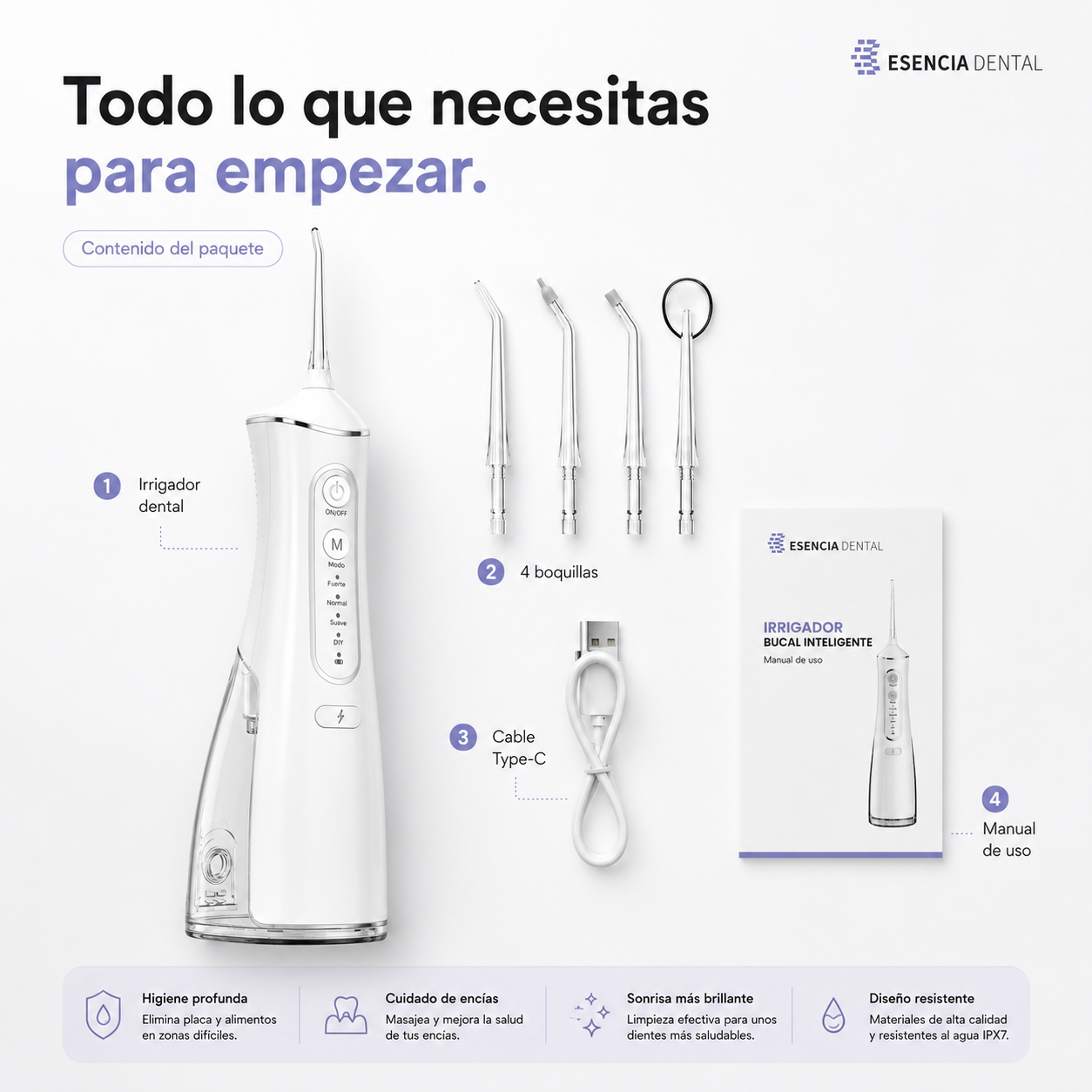 Irrigador Dental Portátil de Esencia Dental